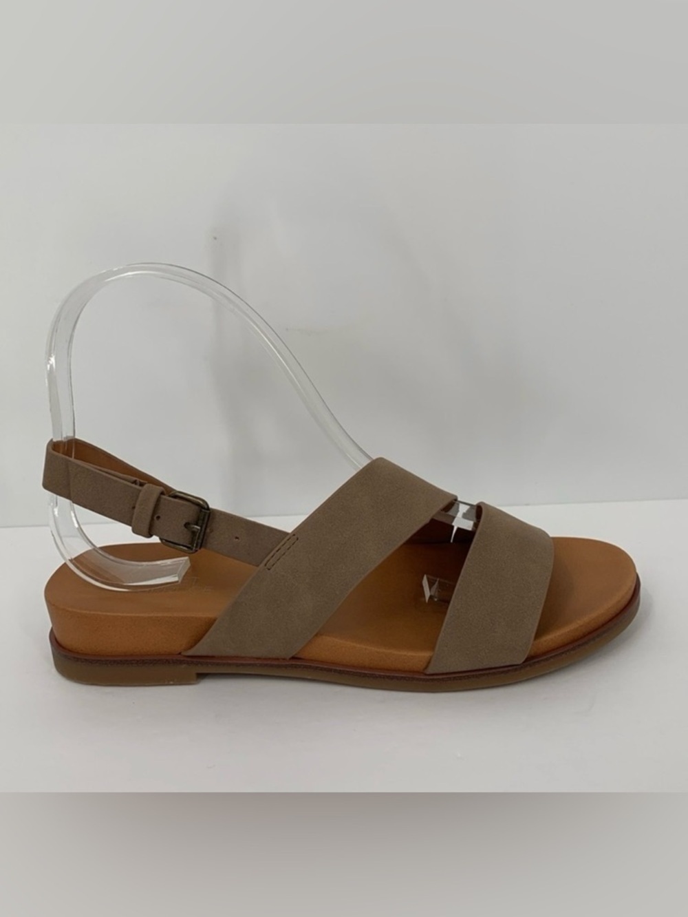Market & Spruce Carlla Asymmetric sandal taupe tan shoe strappy flat new 7.5